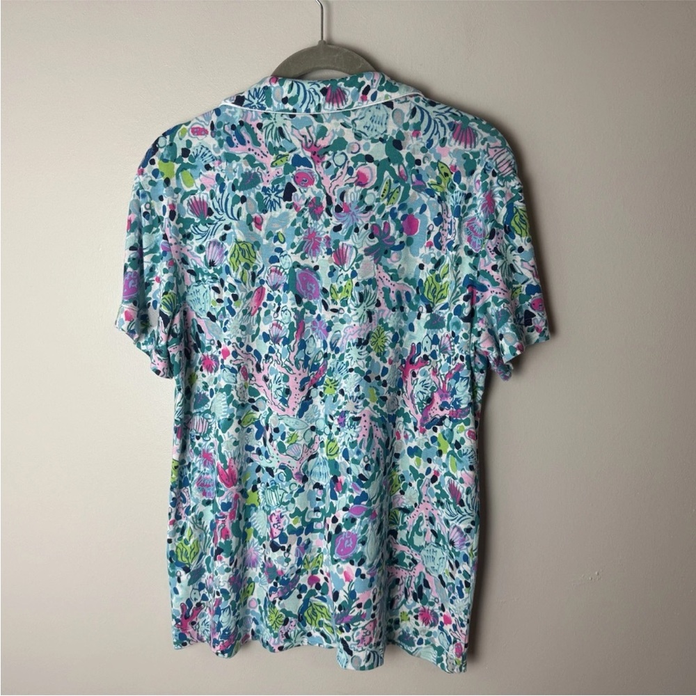 Lilly Pulitzer Pajama Shirt Size Medium Short Sleeves Button Up Colorful Soft - Picture 4 of 6